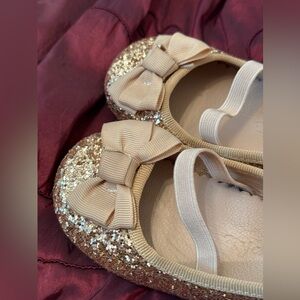 Sophie / Girl Champagne Glitter Bow Shoes Size 24 ( 7.5-8 USA)